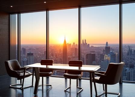 Indigo Capital modern office overlooking New York skyline